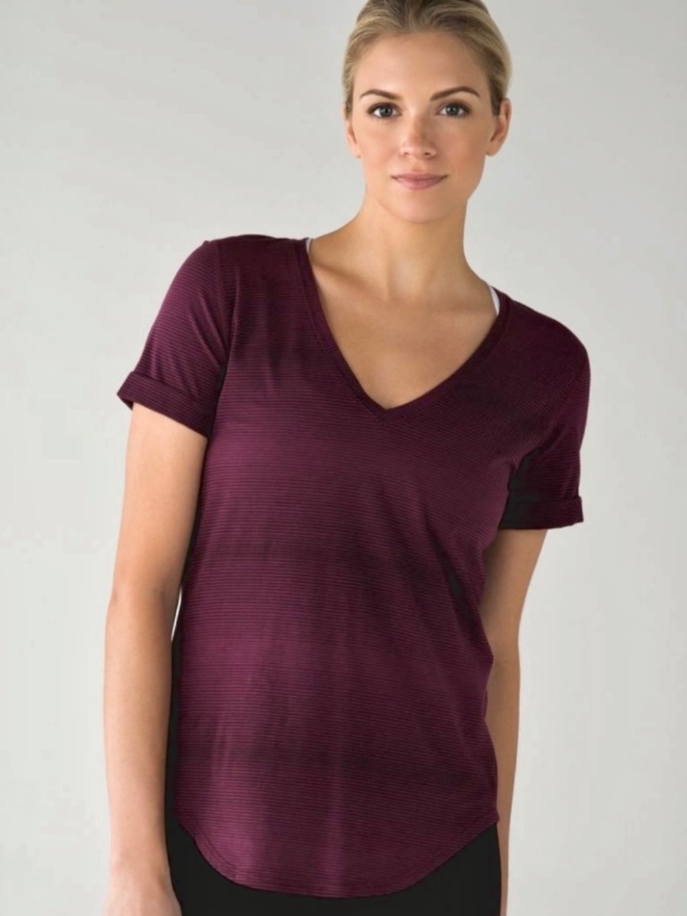 Lululemon - Love Tee II - Stripe Red/Grape Bordeaux - Size ?6